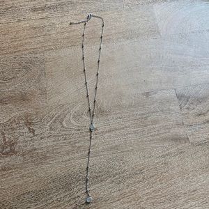Silver tone beaded long necklace